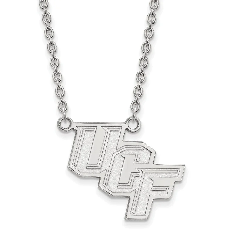 Sterling Silver Central Florida Large 'UCF' Pendant Necklace