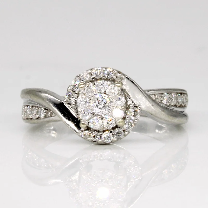 Diamond Cluster Set Bypass Ring | 0.27ctw | SZ 5.25 |