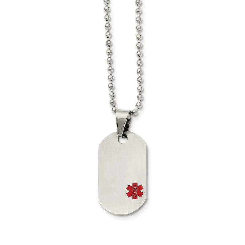 Titanium Medical Dog Tag on Stainless Steel Necklace 20 Inch