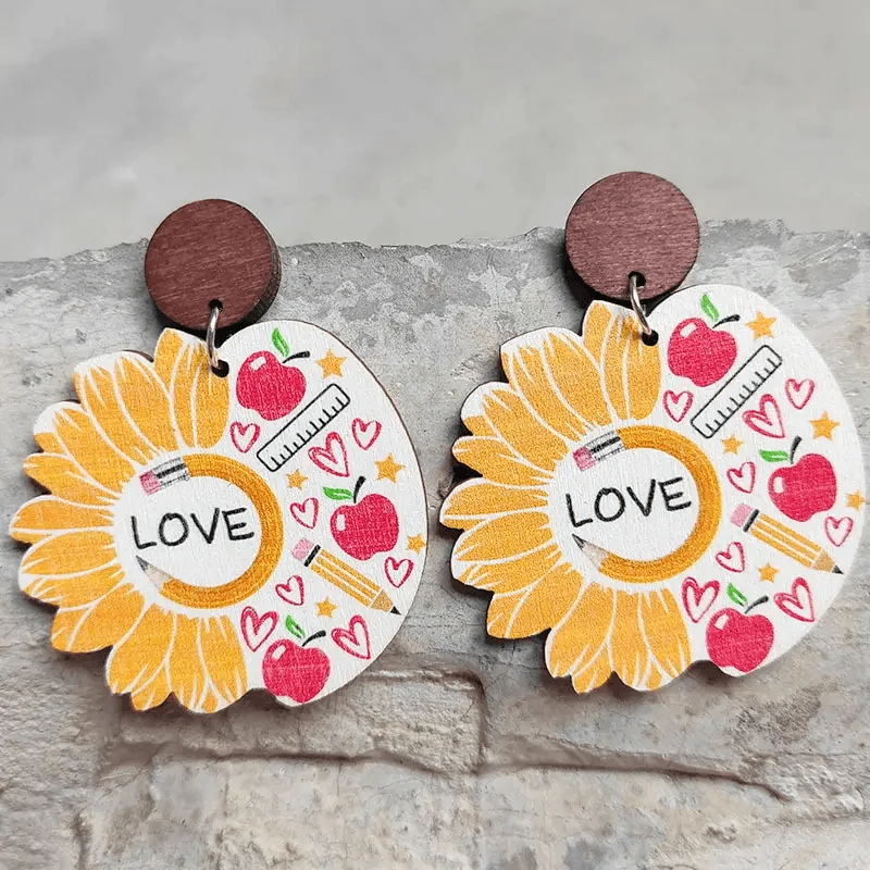 Wooden Teacher Earrings