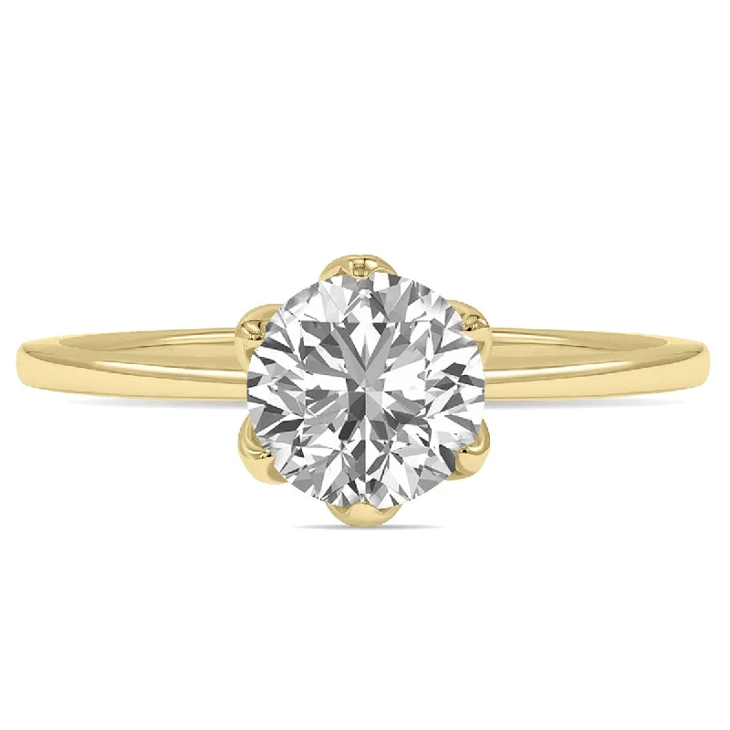 Marquee Lab Grown 1 Carat Diamond Solitaire Ring in 14K Yellow Gold (F-G Color, VVS1-VVS2 Clarity)