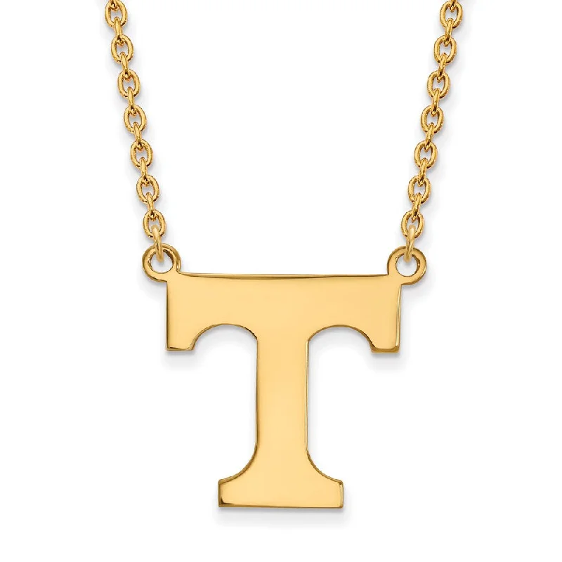 14k Gold Plated Silver U of Tennessee Large Large T Pendant Necklace