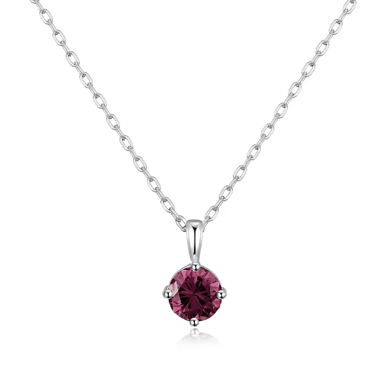 Sterling Silver June (Alexandrite) Birthstone Necklace Created with Zircondia® Crystals