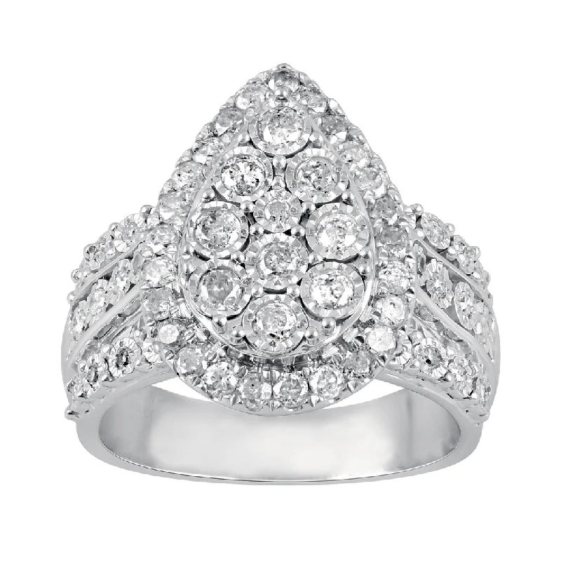 Sterling Silver 1.00ct Diamond Pear Ring