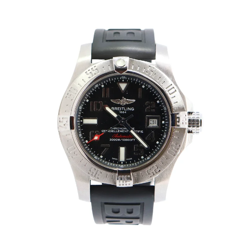 Breitling Avenger II Seawolf Stainless Steel 45mm Black Arabic Dial Watch  Reference #: A1733110