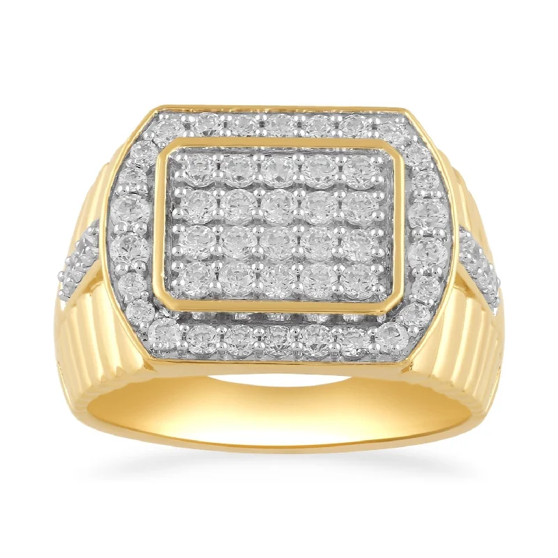 Tablet Shoulder Men's Ring with 1.50ct of Diamonds in 9ct Yellow Gold