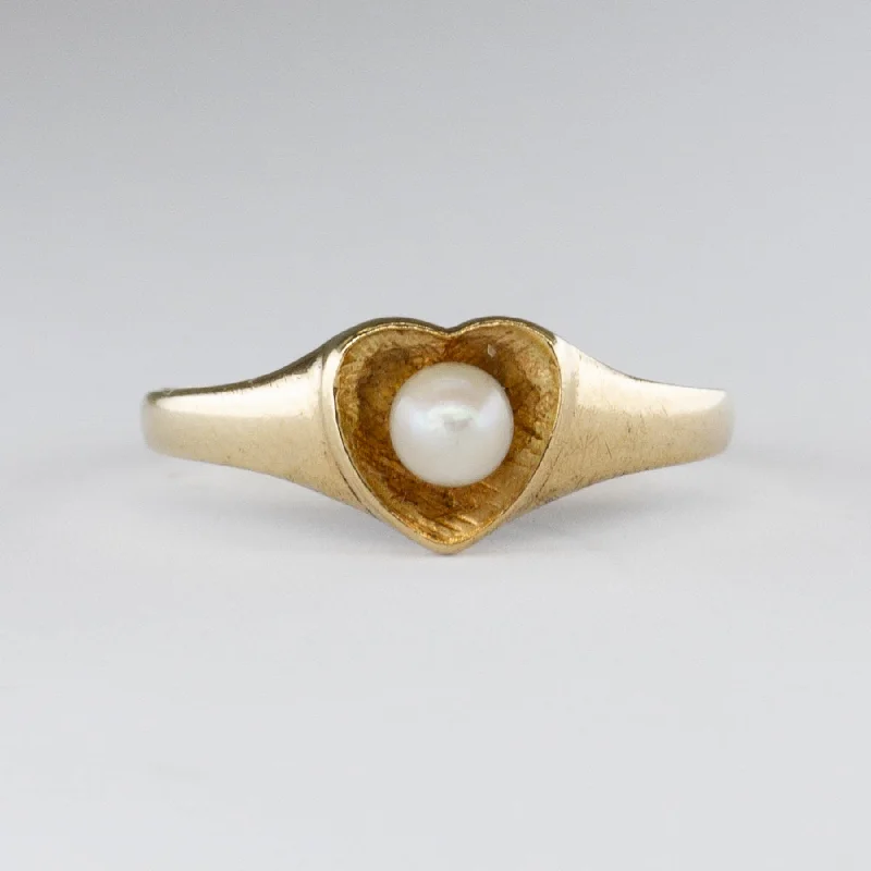 Vintage Pearl Heart 10k Ring | SZ 3.75 |