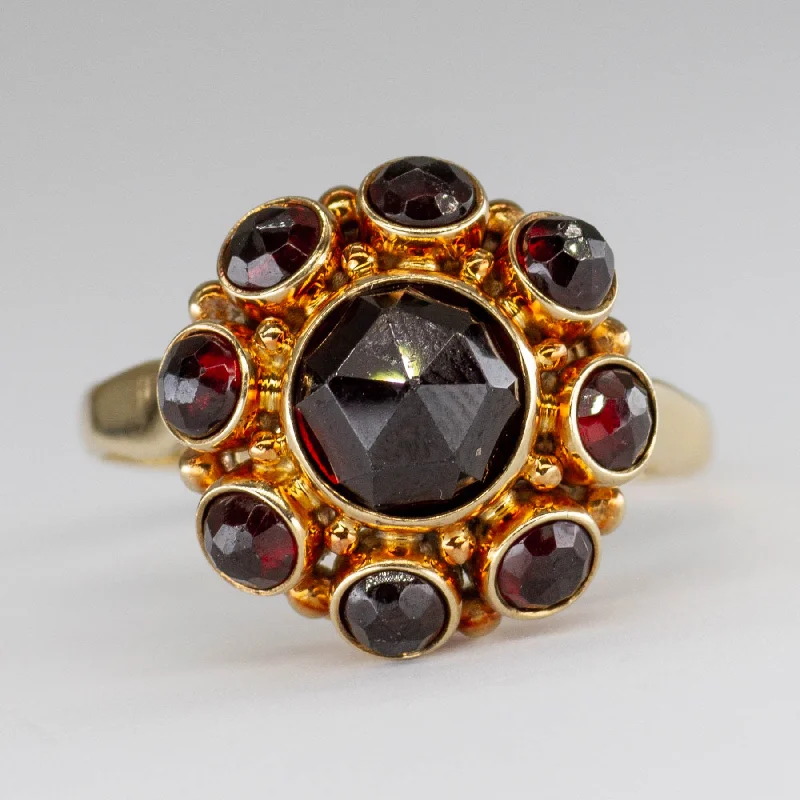 Garnet 14k Cluster Ring | 2.0 ctw | SZ 7.5 |