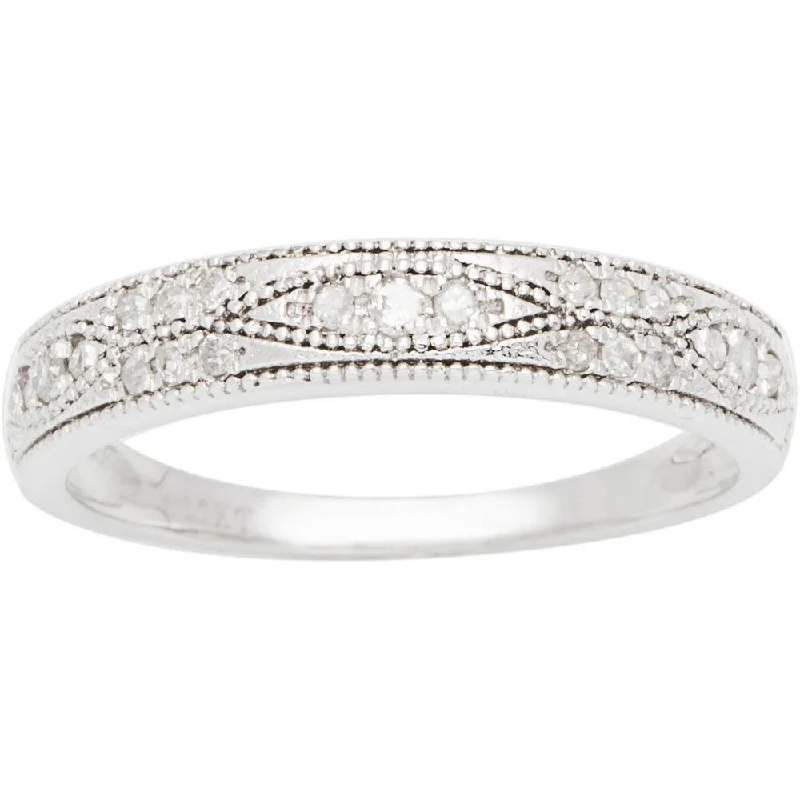 10k White Gold 1/4ct Pave Milgrain Diamond Band