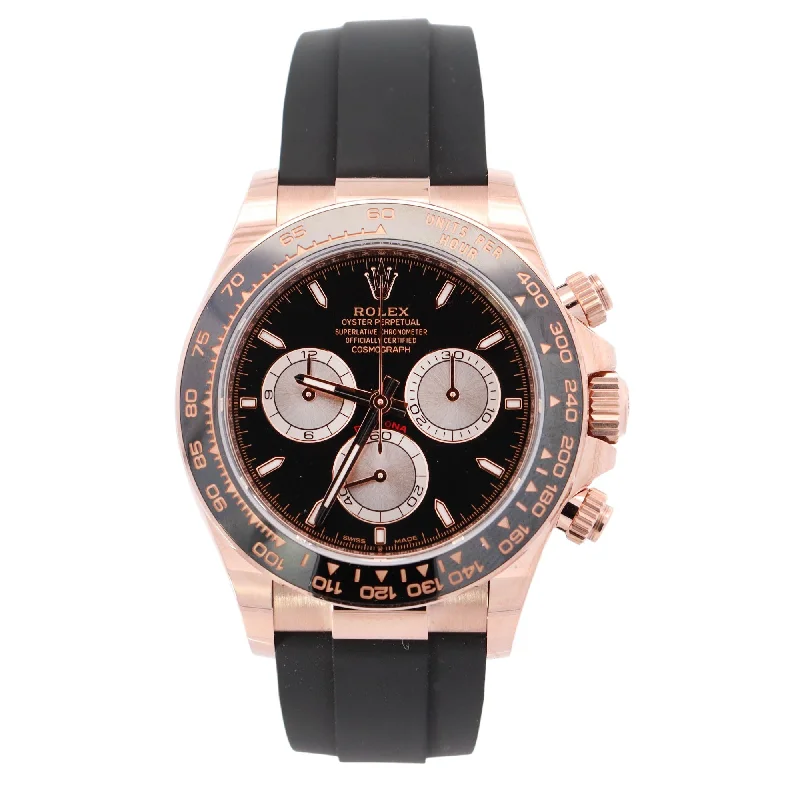 Rolex Daytona Rose Gold 40mm Black Chronograph Dial Watch Reference# 126515LN