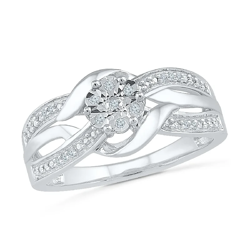 Sterling Silver 0.05ct Diamond Crossover Ring