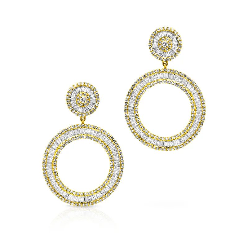 14KT Yellow Gold Baguette Diamond Chandara Earrings