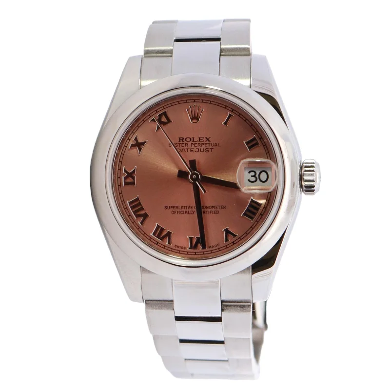 Rolex Datejust Stainless Steel 31mm Pink Roman Dial Watch Reference# 178240