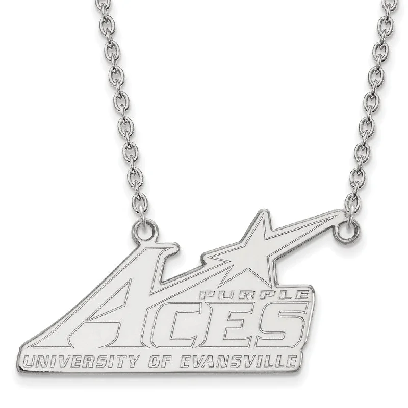 10k White Gold U of Evansville Large Pendant Necklace