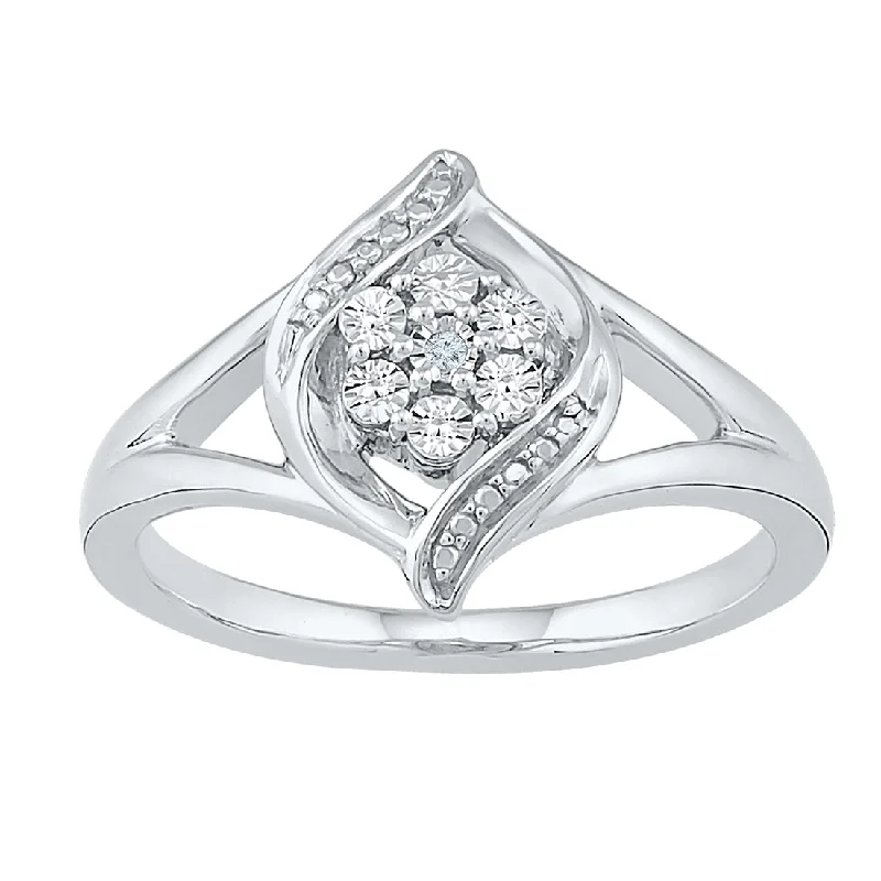 Sterling Silver Diamond Set Flame Ring