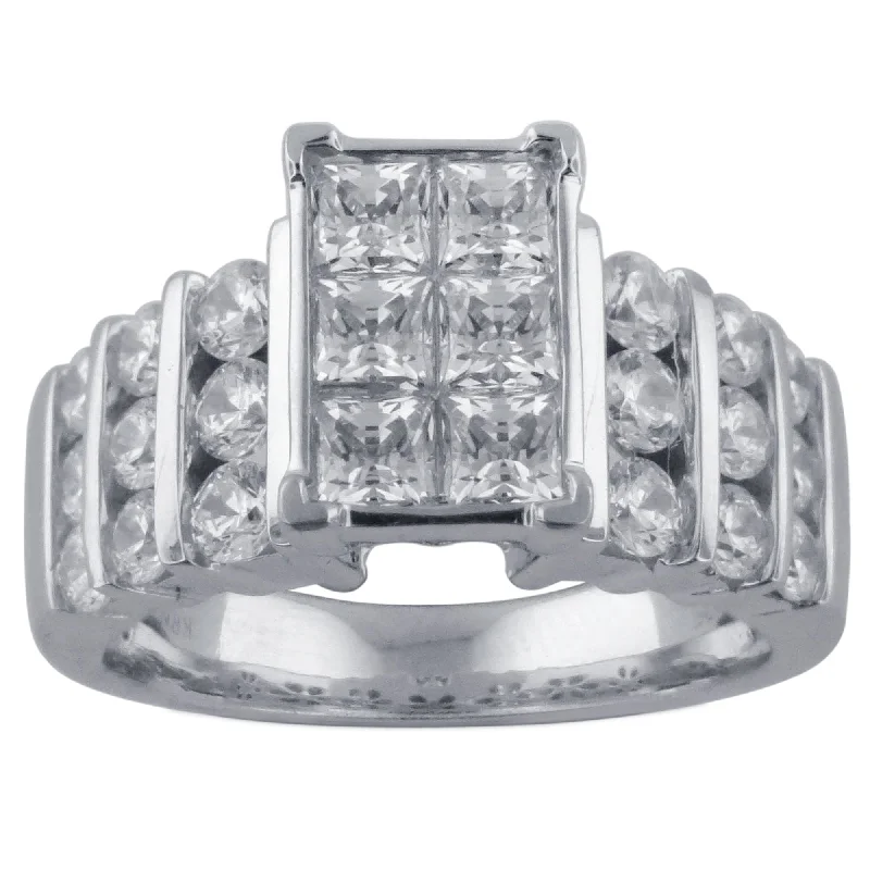 Invisible Princess Ring with 0.95ct of Diamonds in 14ct White Gold