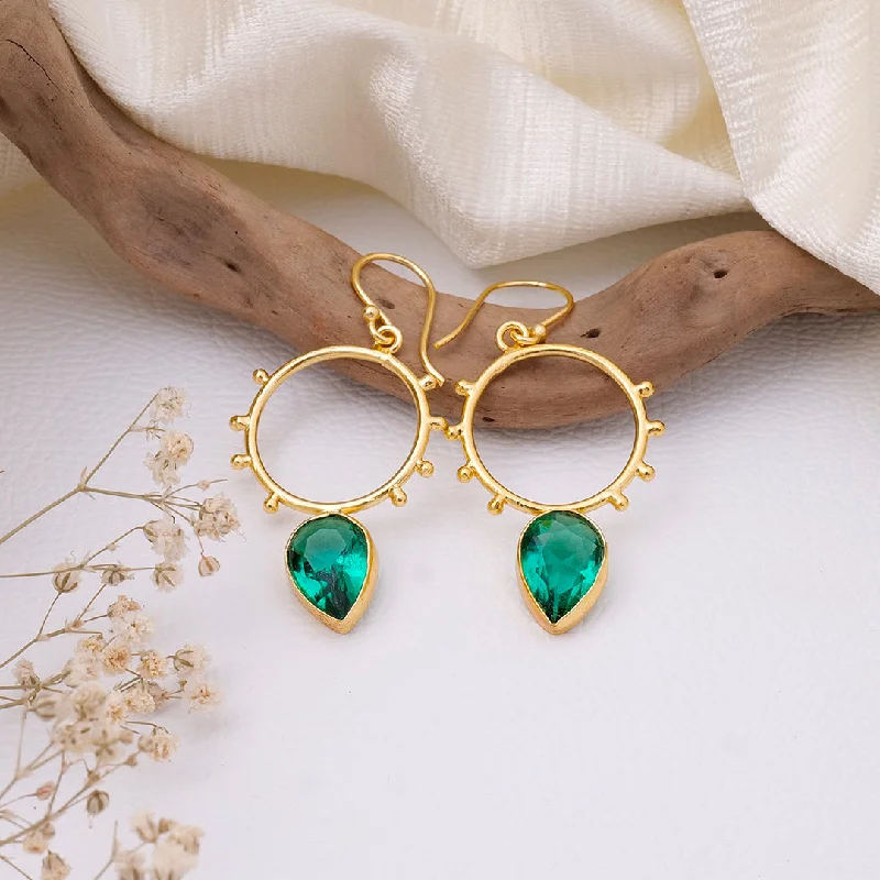 Golden Circle Dotted Drop Earrings - AS100760