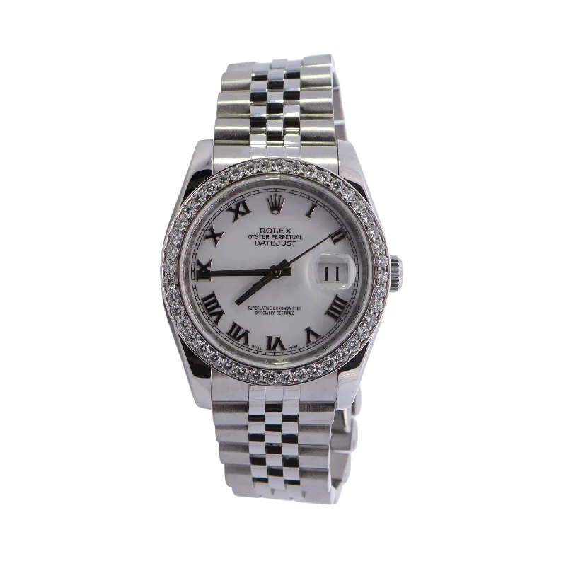 Rolex Datejust Stainless Steel 36mm White Roman Dial Watch Ref# 116234