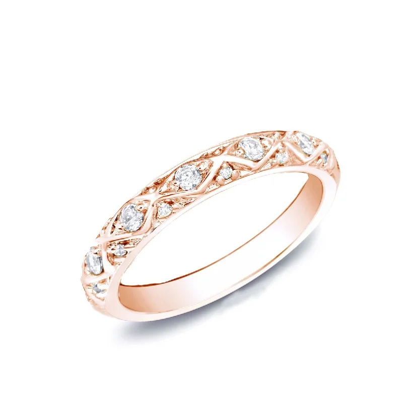 Auriya 14k Rose Gold 1/4ct TDW Diamond Wedding Band