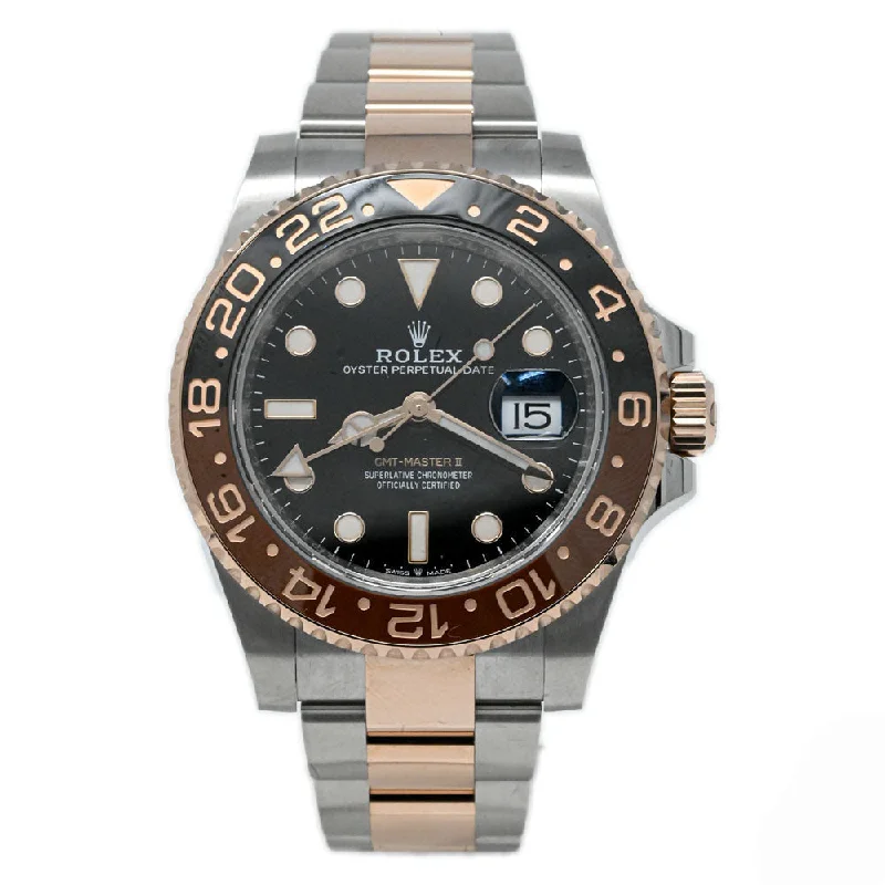 NEW! Rolex GMT-Master II "Rootbeer" Rose Gold & Steel 40mm Black Dot Dial Watch Reference #: 126711CHNR