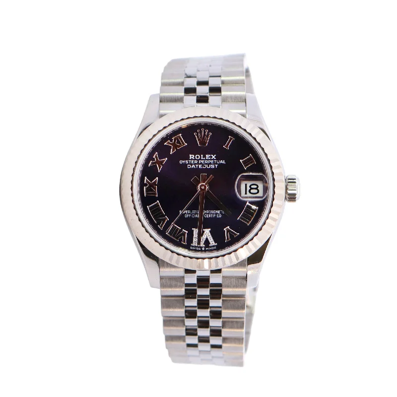 Rolex Datejust Stainless Steel 31mm Purple Roman Dial Watch Reference #: 278274