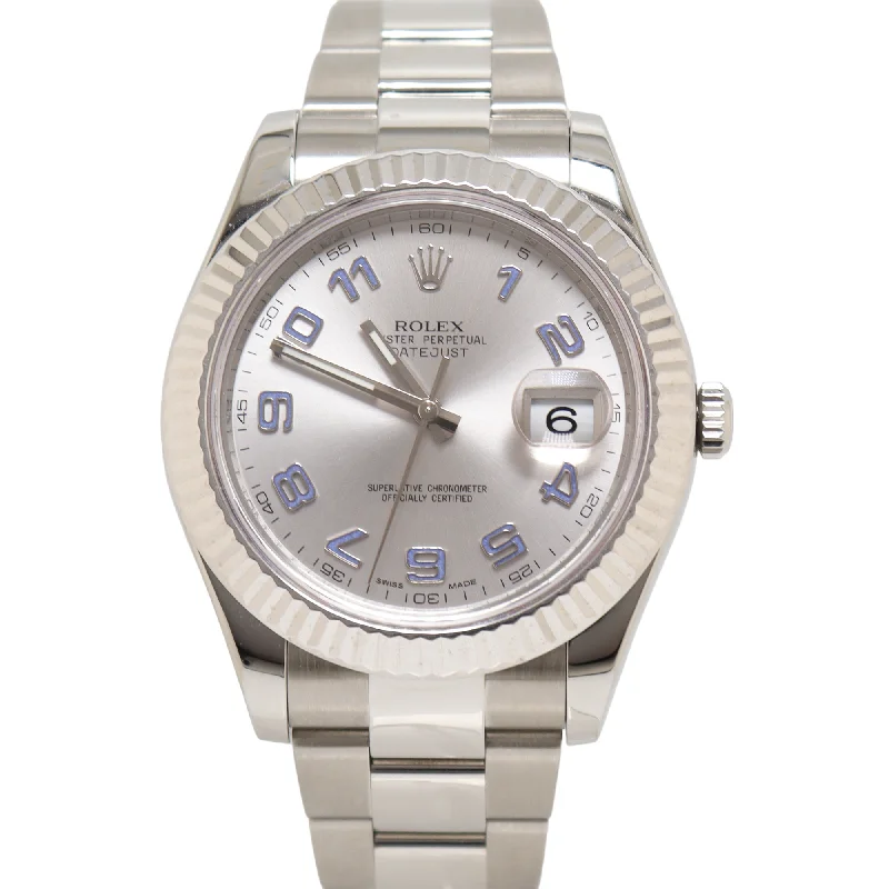 Rolex Datejust Stainless Steel 41mm Silver Arabic Dial Watch Reference #: 116334