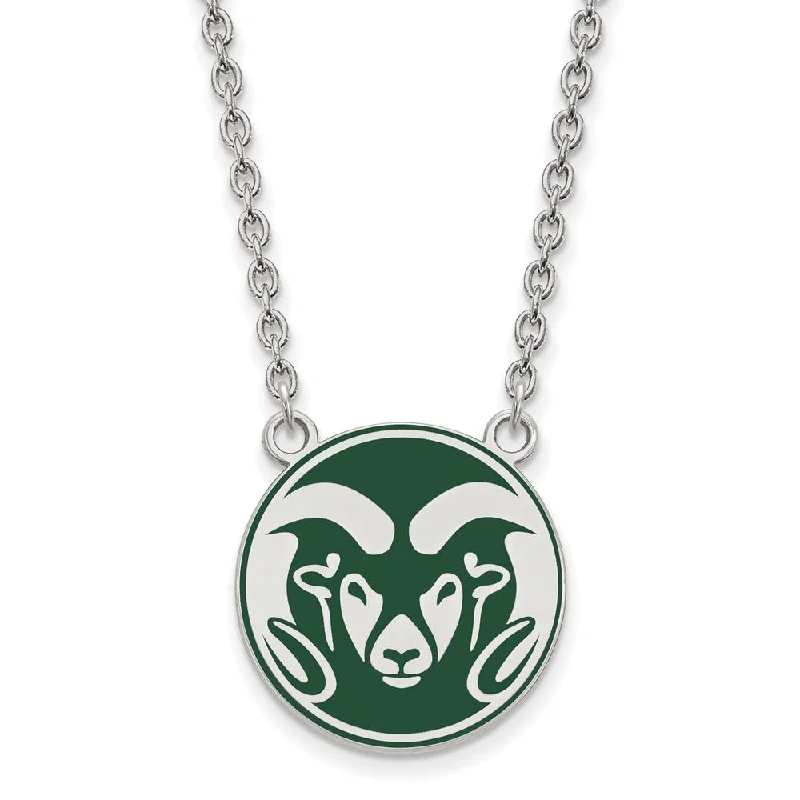 Sterling Silver Colorado State Enamel Large Pendant Necklace