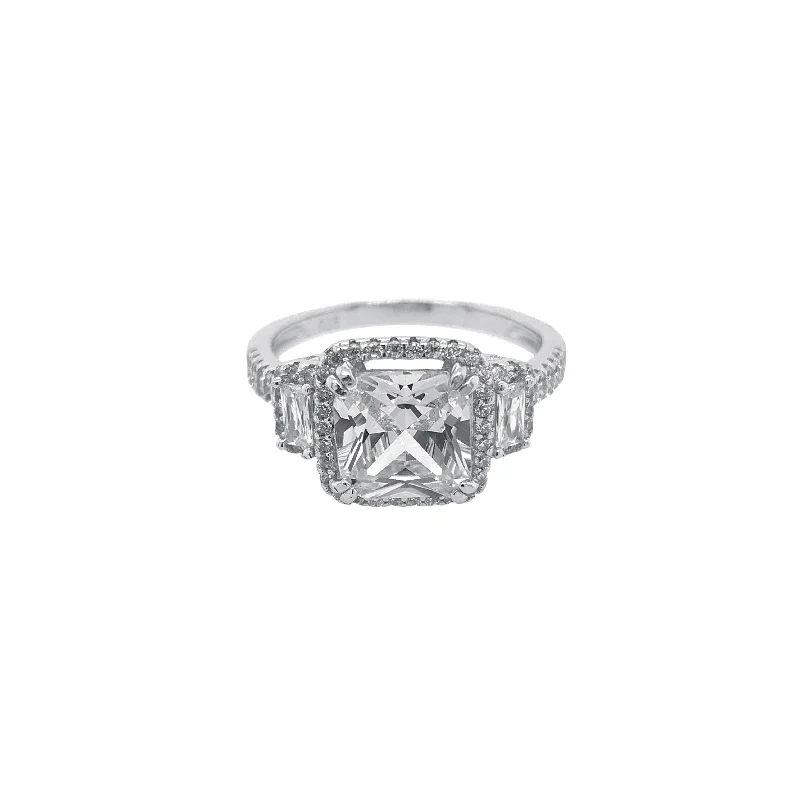 Sterling Silver Cubic Zirconia Princess Cut Ring