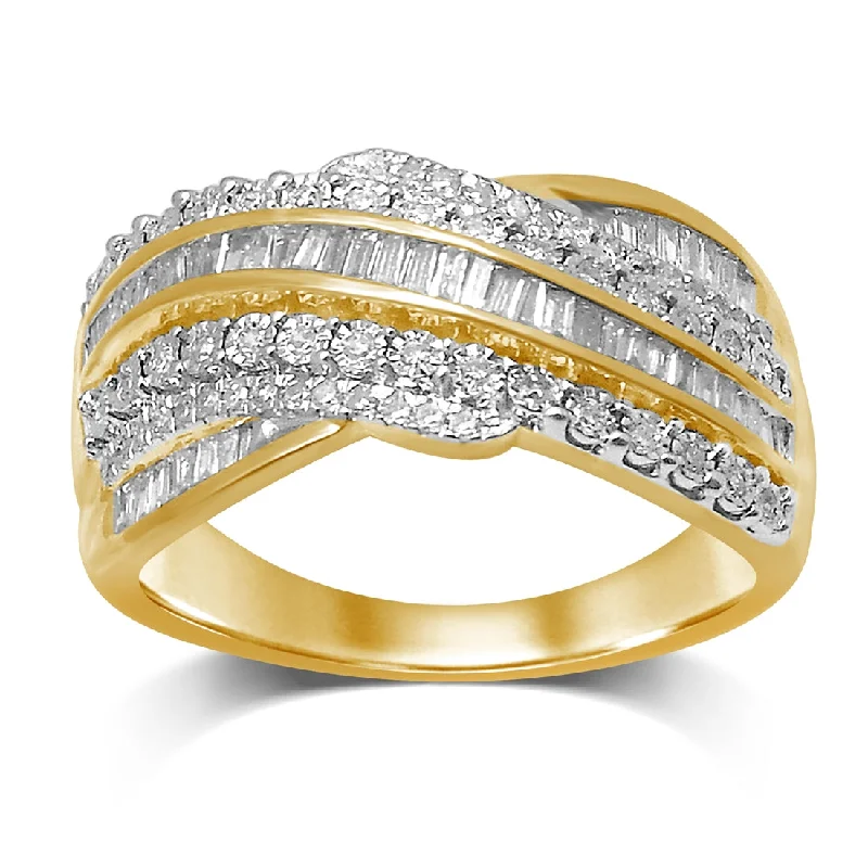 9ct Yellow Gold 0.40ct Diamond Crossover Dress Ring