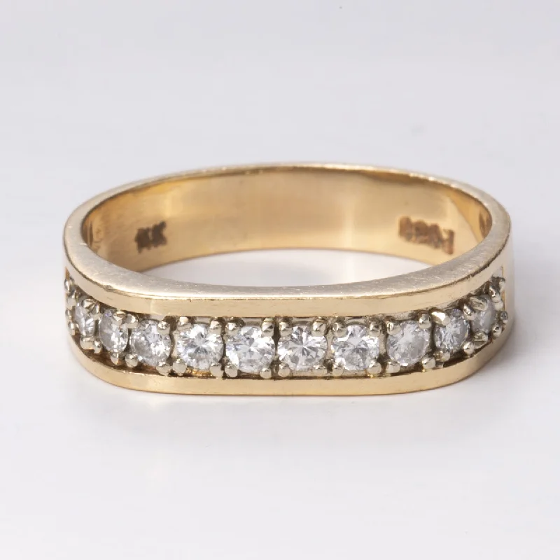 Yellow and White Gold Square Shaped Diamond 14k Band | 0.40 ctw | Sz 9