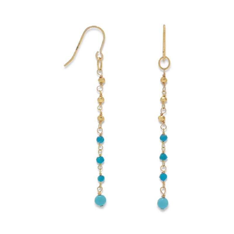 14K Gold Plated French Wire Earrings with Reconstituted Turquoise Beads