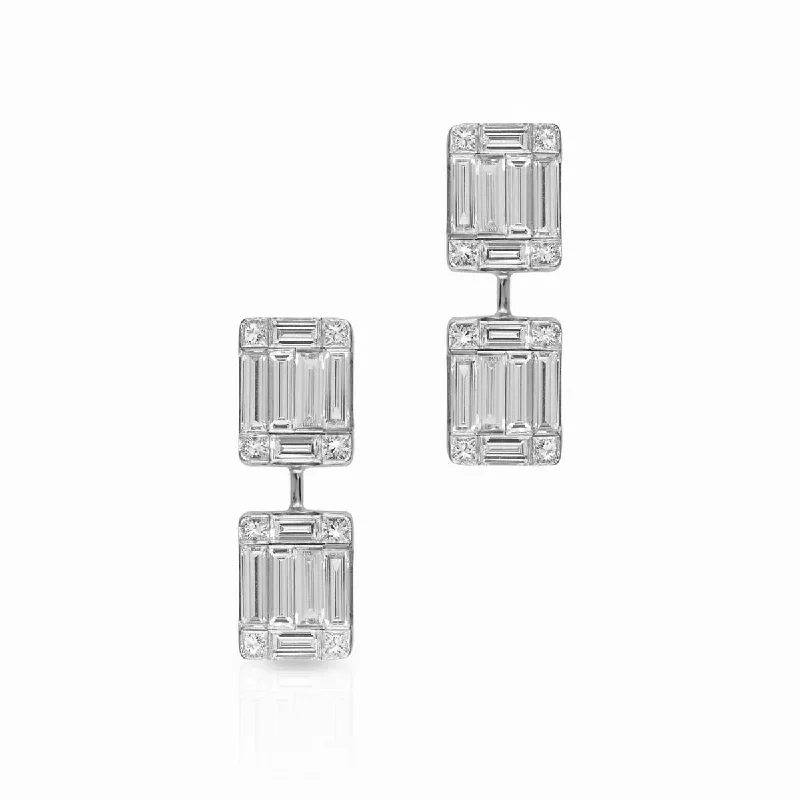 14KT White Gold Baguette Diamond Astor Earrings