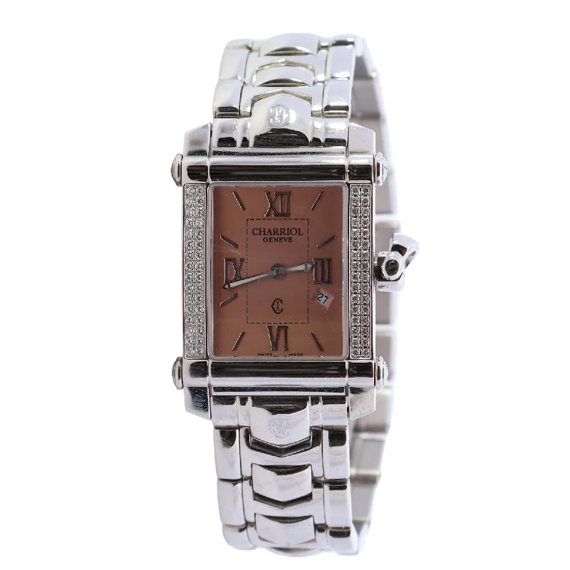 Charriol Ladies Columbus Stainless Steel 33mm Pink Dial Watch Reference# CCSTRH