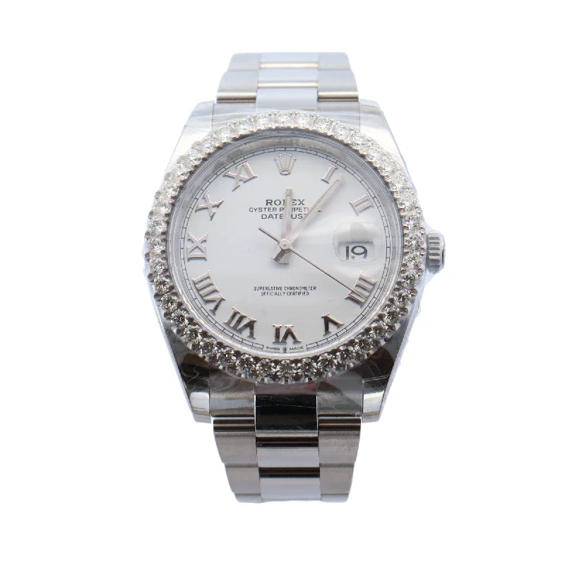 Rolex Datejust Stainless Steel 41mm White Roman Dial Watch Reference #: 126300