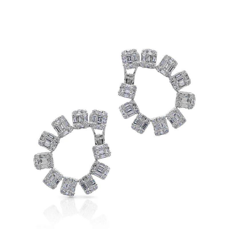 14KT White Gold Baguette Diamond Marcela Earrings