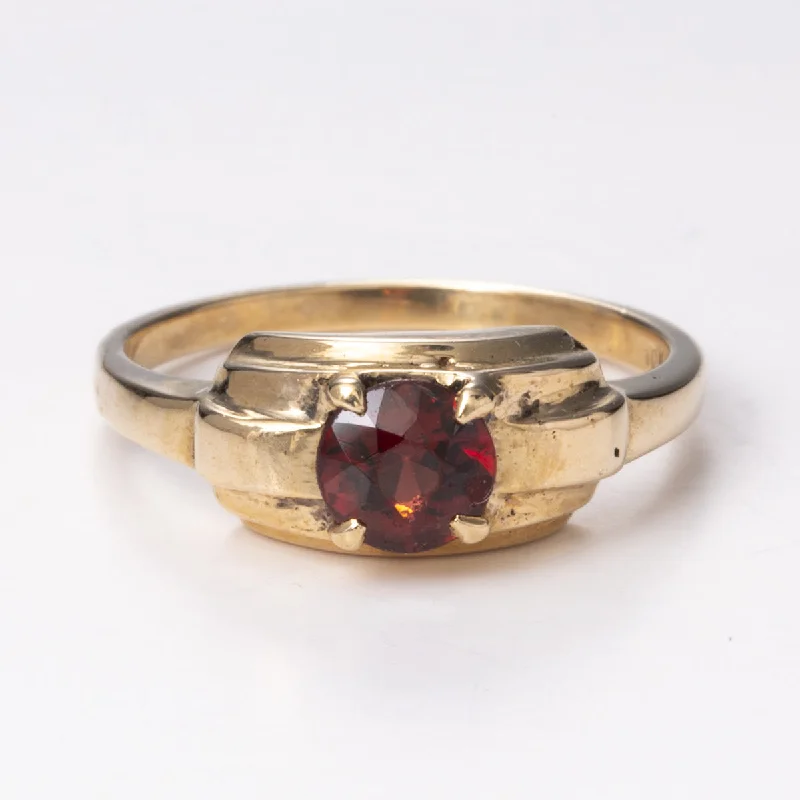 10k Yellow Gold Garnet Solitaire Ring | 0.69 ct | Sz 6.25