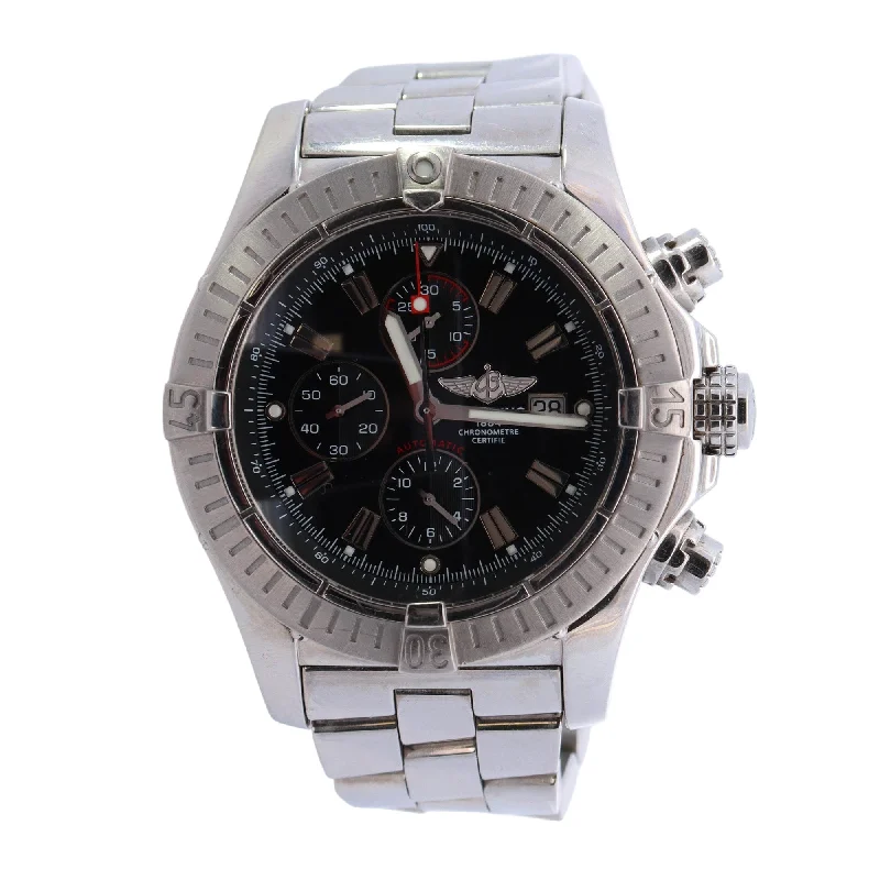 Breilting Super Avenger Stainless Steel 48mm Black Chronograph Dial Watch Reference #: A13370