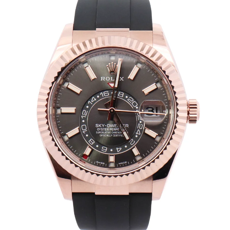 Rolex Sky Dweller Rose Gold 42mm Rhodium Stick Dial Watch Reference# 326235