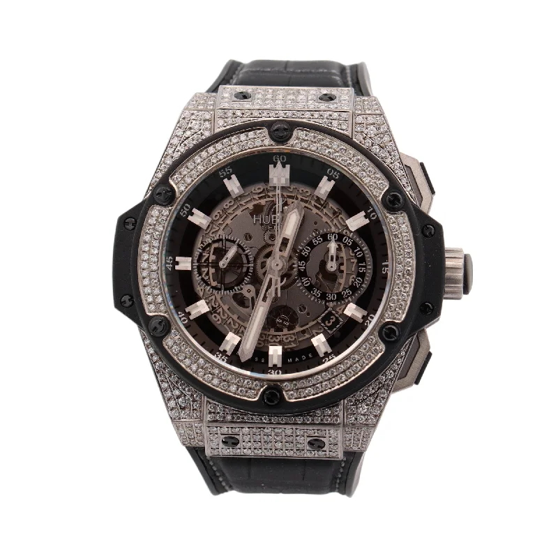 Hublot King Power Unico Titanium "Iced Out" 48mm Skeleton Dial Watch Reference #: 701.NX.0170.RX