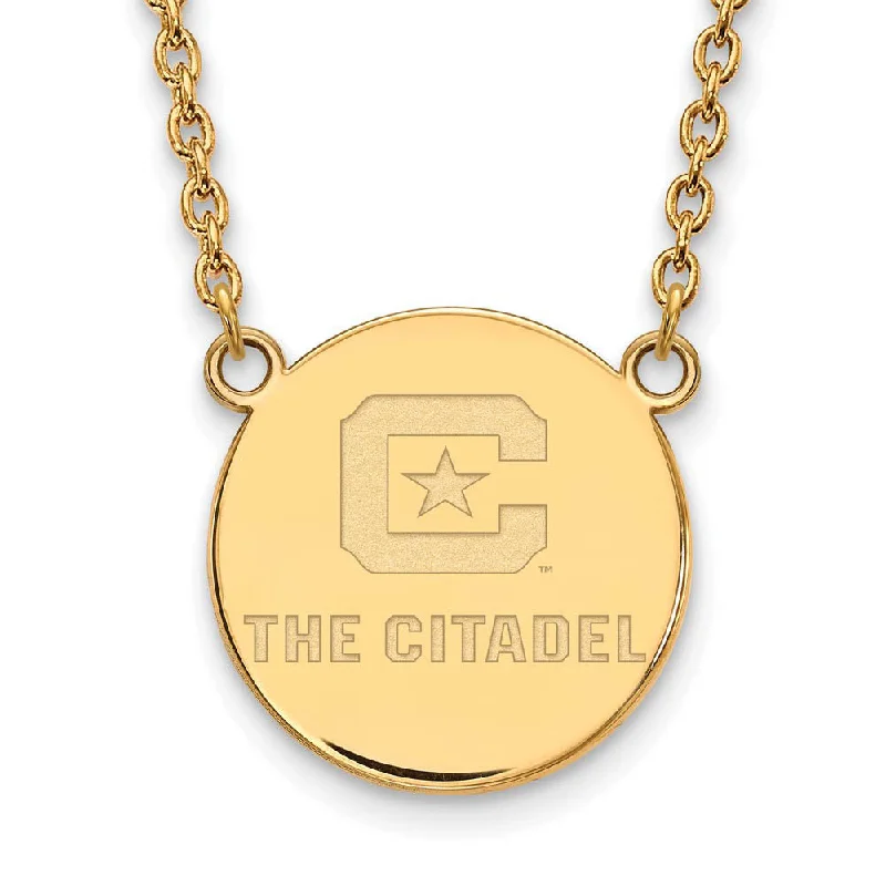 14K Gold Plated Sterling Silver The Citadel LG Disc Necklace, 18 Inch