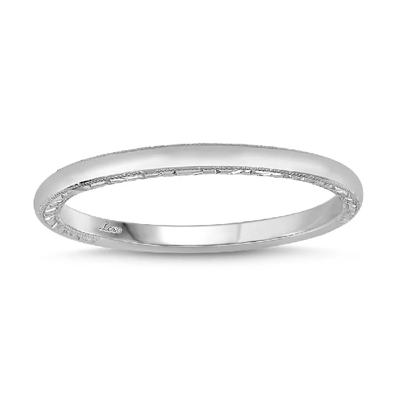 Facets of Love Eternity Ring with Profile Engraving in 18ct White Gold