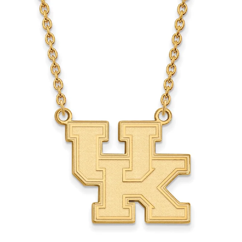 14k Gold Plated Silver U of Kentucky Large 'UK' Pendant Necklace