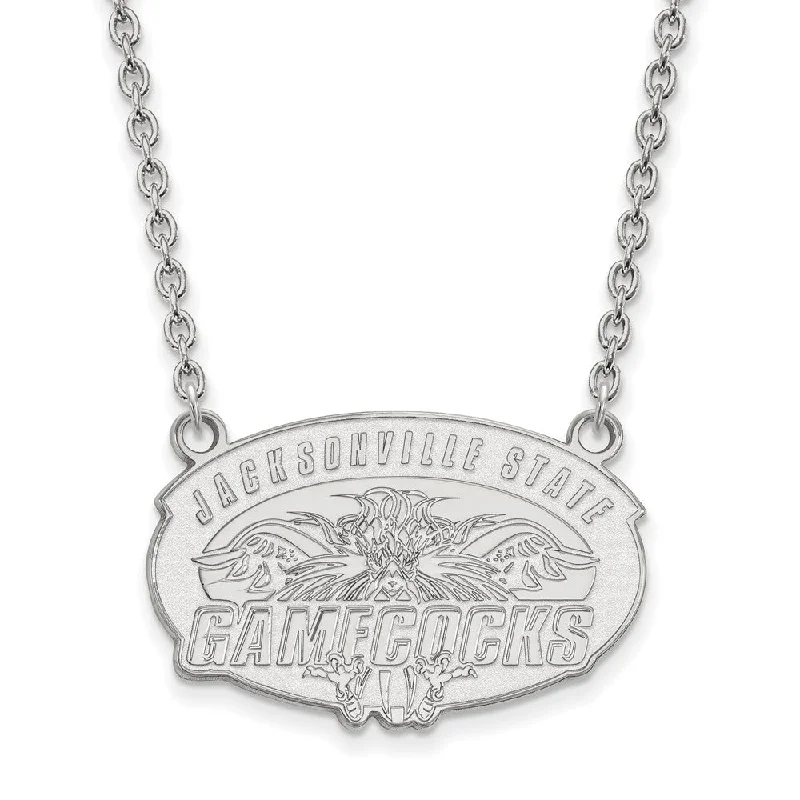 10k White Gold Jacksonville State Large Pendant Necklace