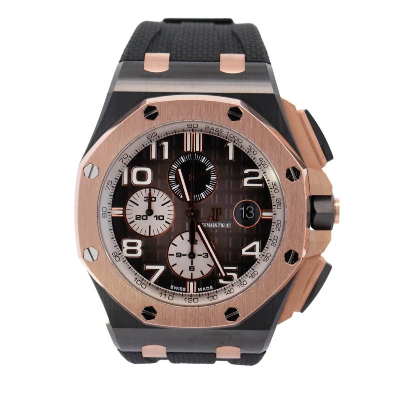 Audemars Piguet Royal Oak Offshore Black Ceramic 44mm Smoked Grey Roman Dial Watch Reference# 26405NR.OO.A002CA.01