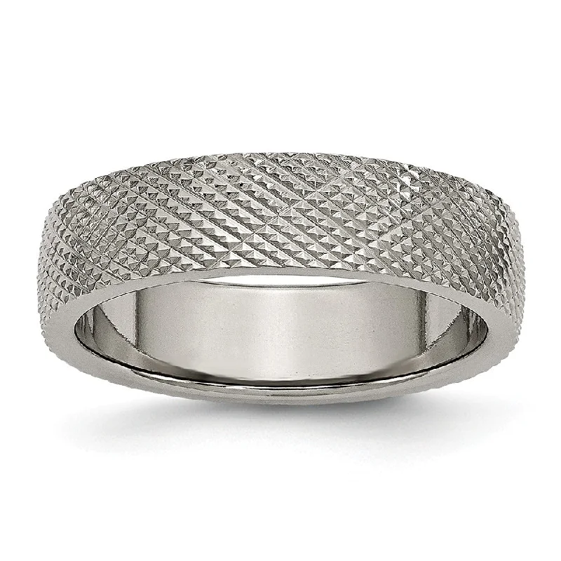 Titanium 6mm Crisscross Textured Standard Fit Band