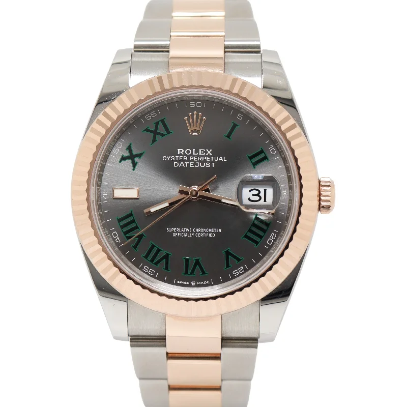 Rolex Datejust Two-Tone 41mm Stainless Steel Rose Gold Slate Roman Dial Watch Reference #: 126331