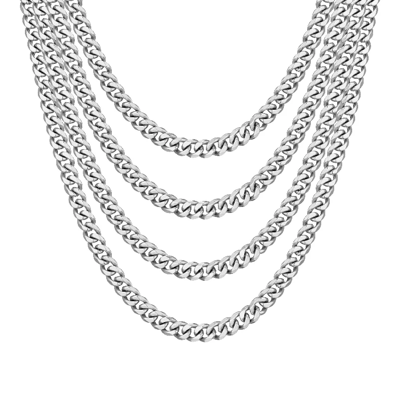 Men's 9mm Stainless Steel 18-24 Inch Cuban Curb Chain Necklace