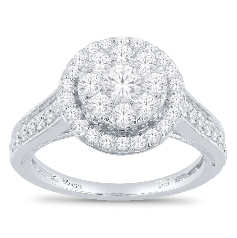 Meera Halo Ring with 1.25ct of Laboratory Grown Diamonds in 9ct White Gold