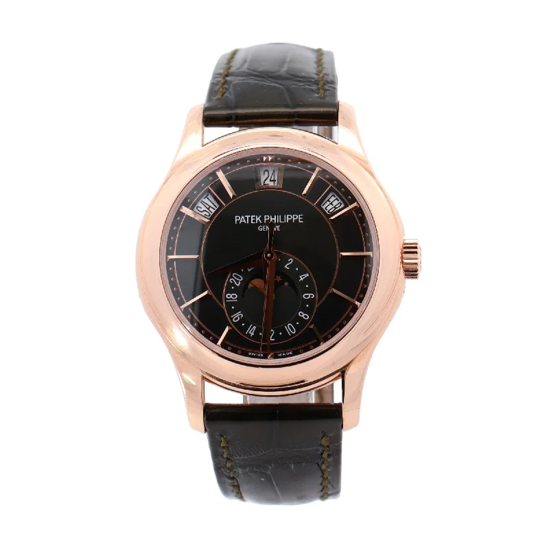 Patek Philippe Complications Rose Gold 40mm Olive Stick Dial Watch Reference #: 5205R-011