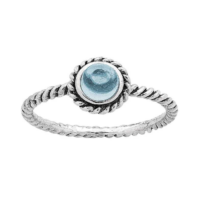 Blue Topaz November Birthstone Ring in Sterling Silver